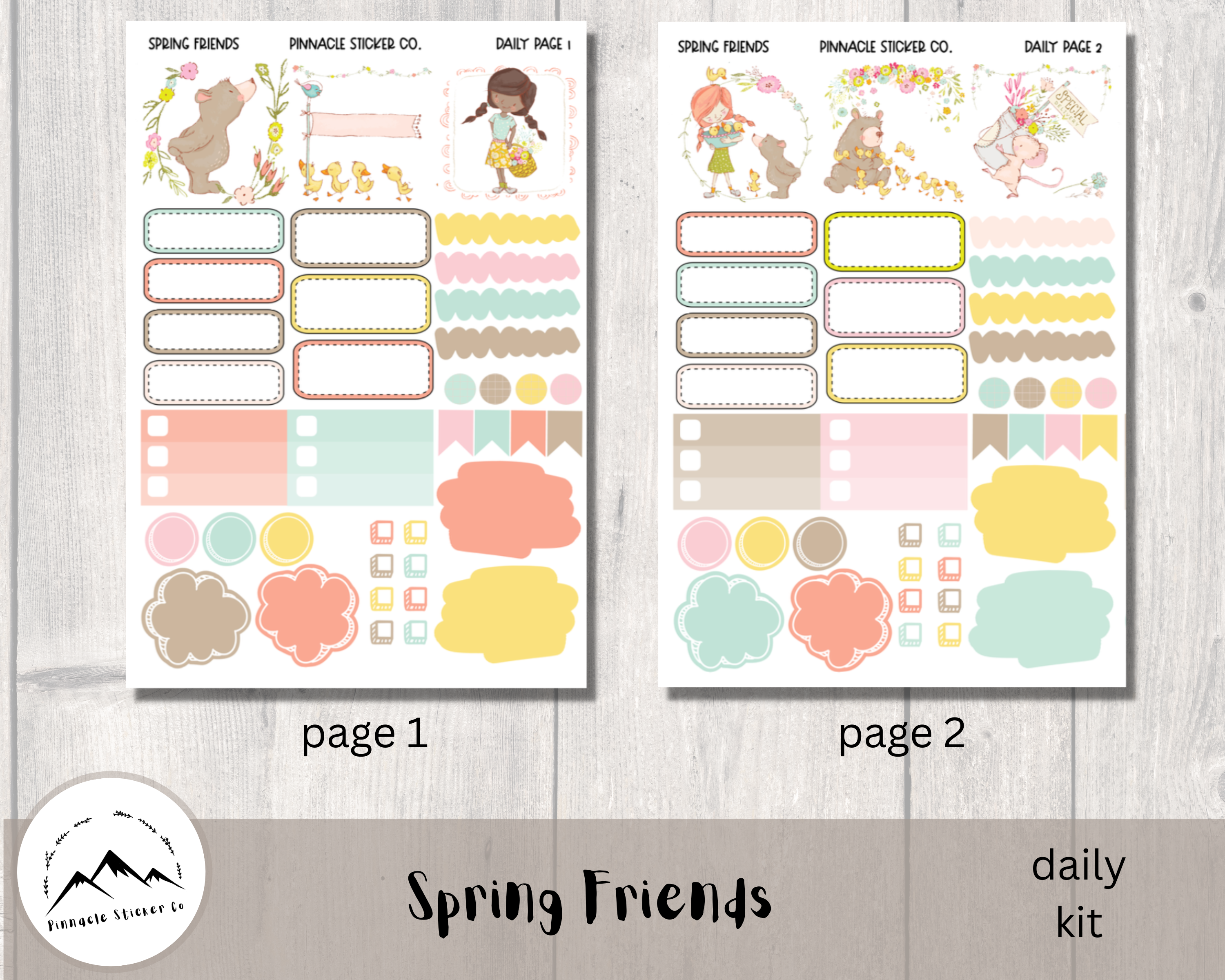 Spring Friends Daily Planner Stickers